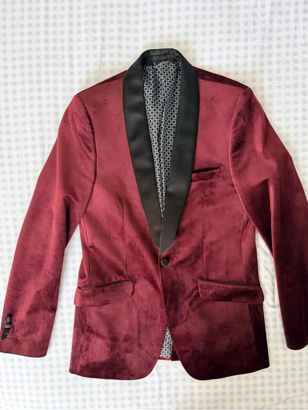 Mens Burgundy Velvet Tuxedo Blazer